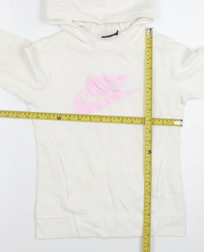 Girls UK Size 9-10 Years Nike White Pullover Hoodie