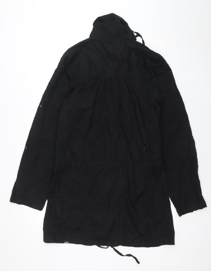 Bench Women's Black Long Hooded Cotton Parka Jacket Size M