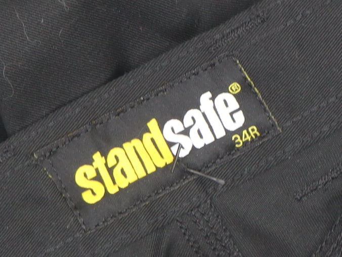 Mens UK Size L Standsafe Regular Fit Cargo Black Trousers