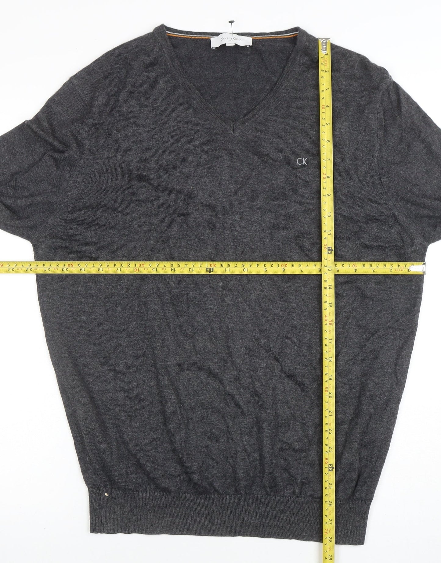 Mens UK Size L Calvin Klein Grey Pullover Jumper