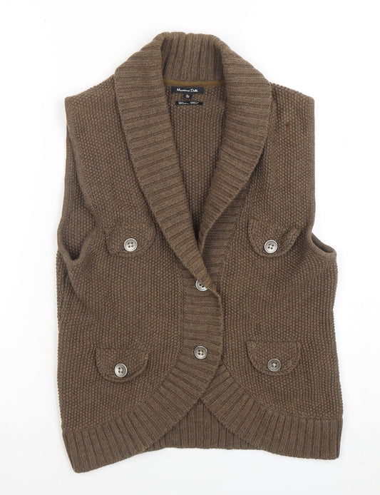Womens UK Size 8 Massimo Dutti Brown Vest Jumper