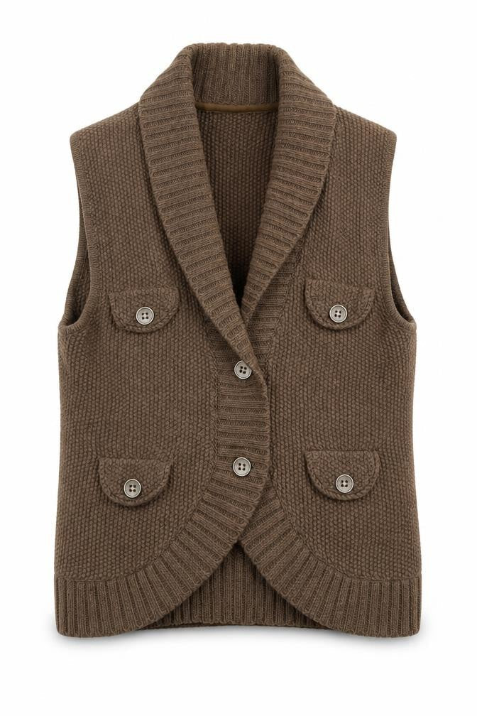 Womens UK Size 8 Massimo Dutti Brown Vest Jumper