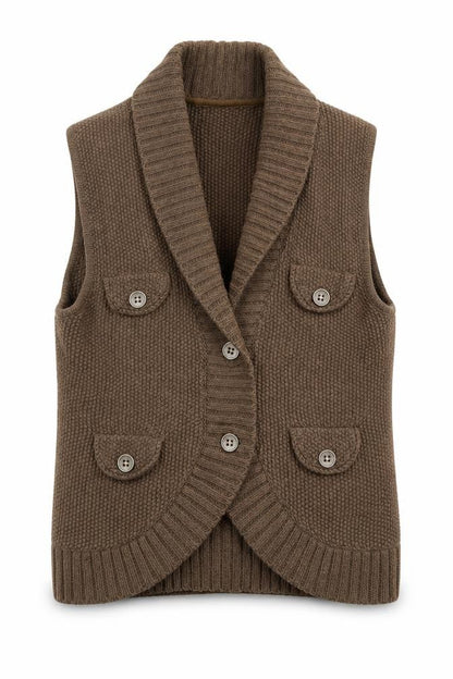 Womens UK Size 8 Massimo Dutti Brown Vest Jumper