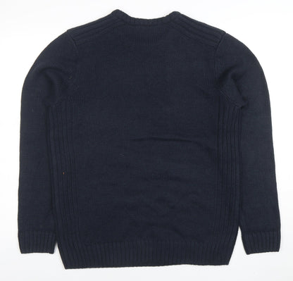 Kensington Eastside Men's Blue Crew Neck Acrylic Pullover Jumper Size L