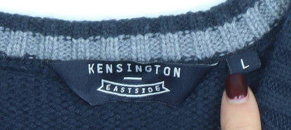Kensington Eastside Men's Blue Crew Neck Acrylic Pullover Jumper Size L
