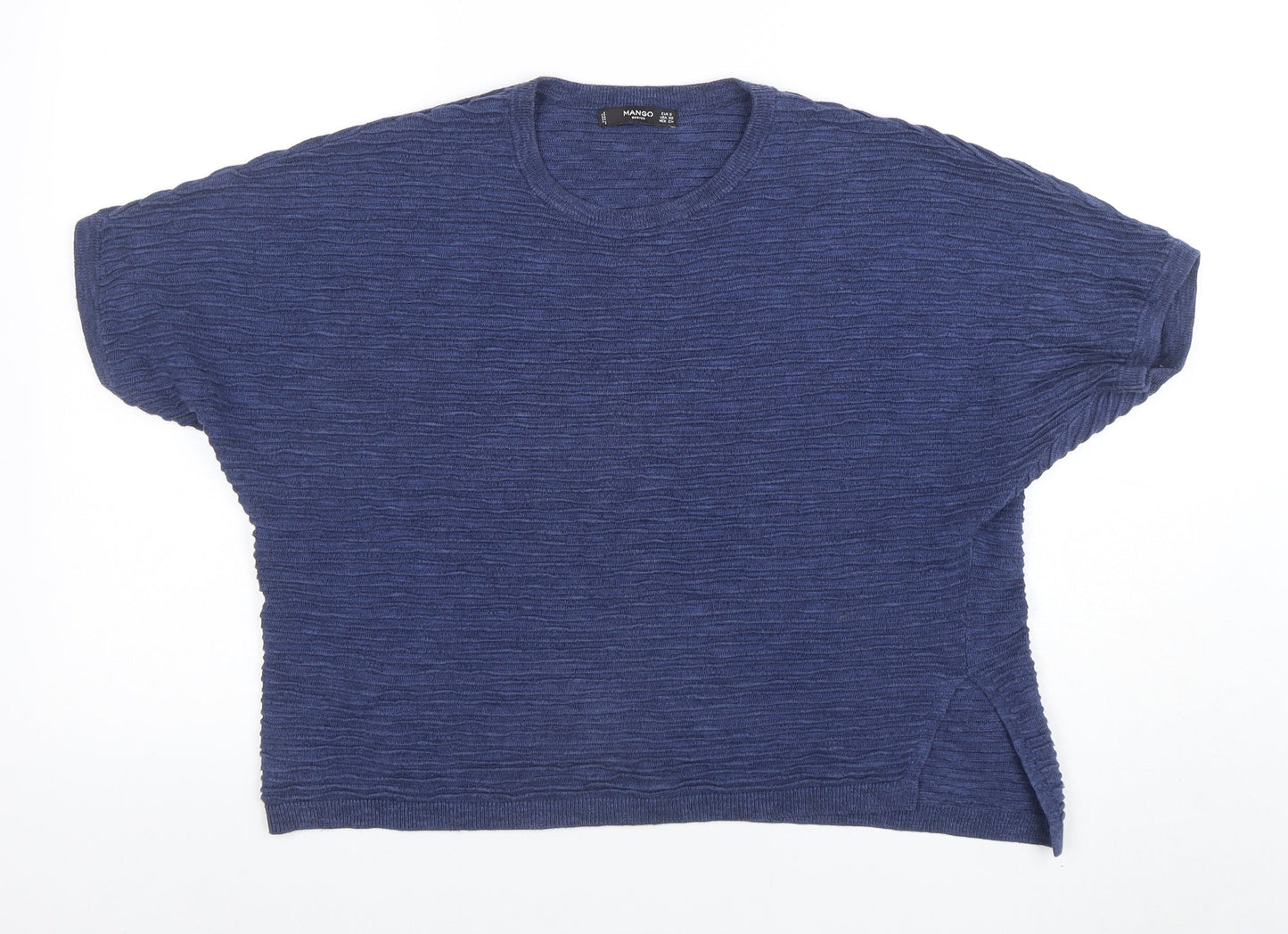 Womens UK Size XS Mango Blue Basic T-Shirt