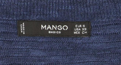 Womens UK Size XS Mango Blue Basic T-Shirt