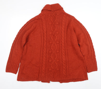 Marks and Spencer Per Una Women Red Wool Cable Knit Cardigan XL