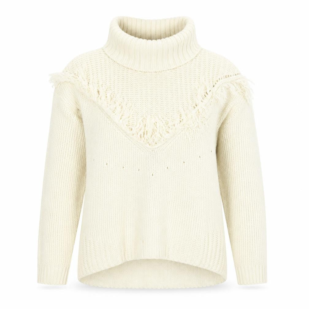 Missguided Women’s Ivory Roll Neck Chunky Knit Fringe Jumper Size 10