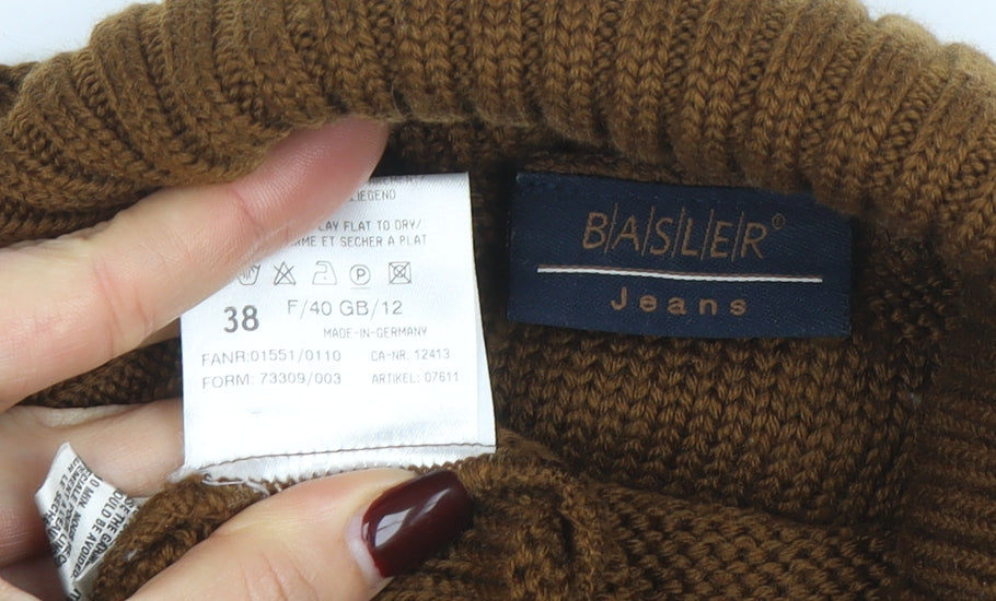 Basler Women Brown Wool Roll Neck Jumper Size 12