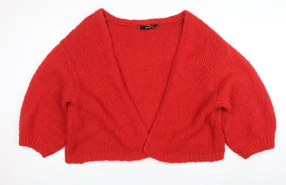 Vero Moda Women Red Chunky-Knit V-Neck Cardigan XL