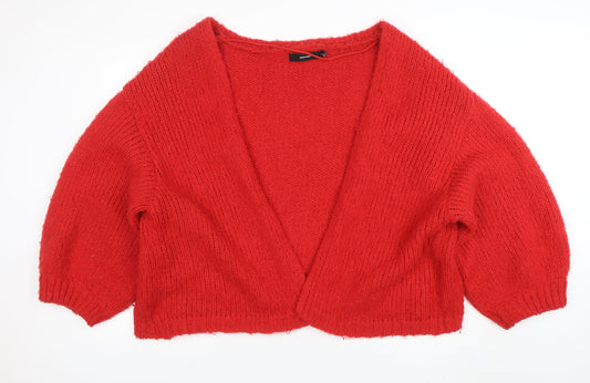 Vero Moda Women Red Chunky-Knit V-Neck Cardigan XL