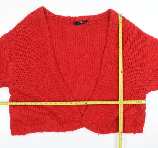 Vero Moda Women Red Chunky-Knit V-Neck Cardigan XL