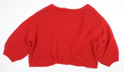 Vero Moda Women Red Chunky-Knit V-Neck Cardigan XL