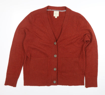 White Stuff Women's Brown V-Neck Cardigan Size 16 Wool Blend