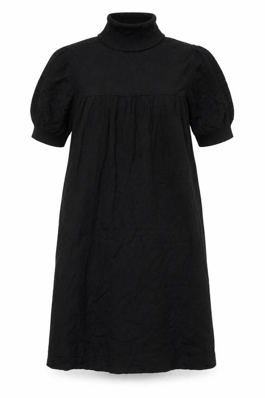 Front view of ESPRIT Women Black Knee Length Roll Neck Shift Dress M
