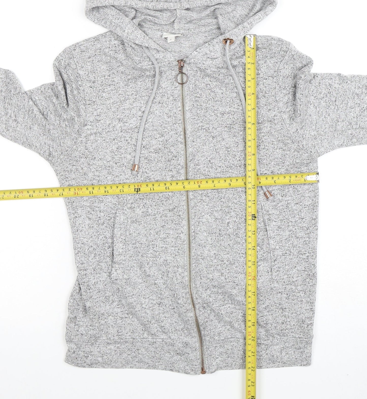 Womens UK Size M River Island Grey Full Zip Hoodie
