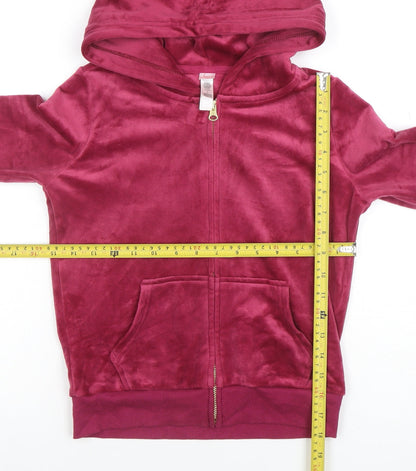 Jessica S. Girls Pink Velour Full Zip Hoodie Size L