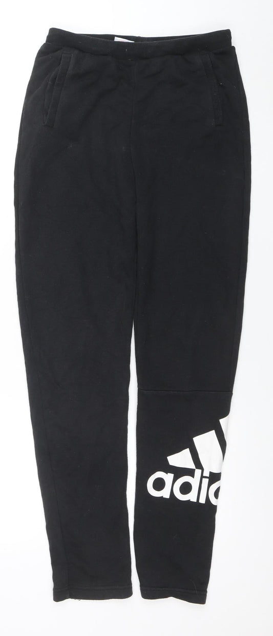 adidas Boys Black 14 Years Jogger Trousers Cotton Blend Activewear