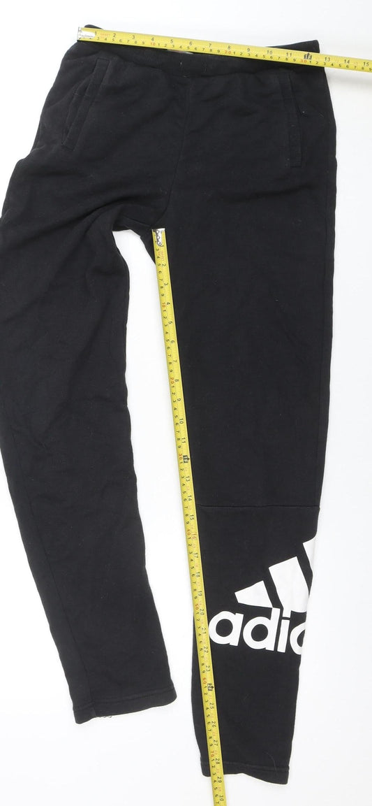 adidas Boys Black 14 Years Jogger Trousers Cotton Blend Activewear
