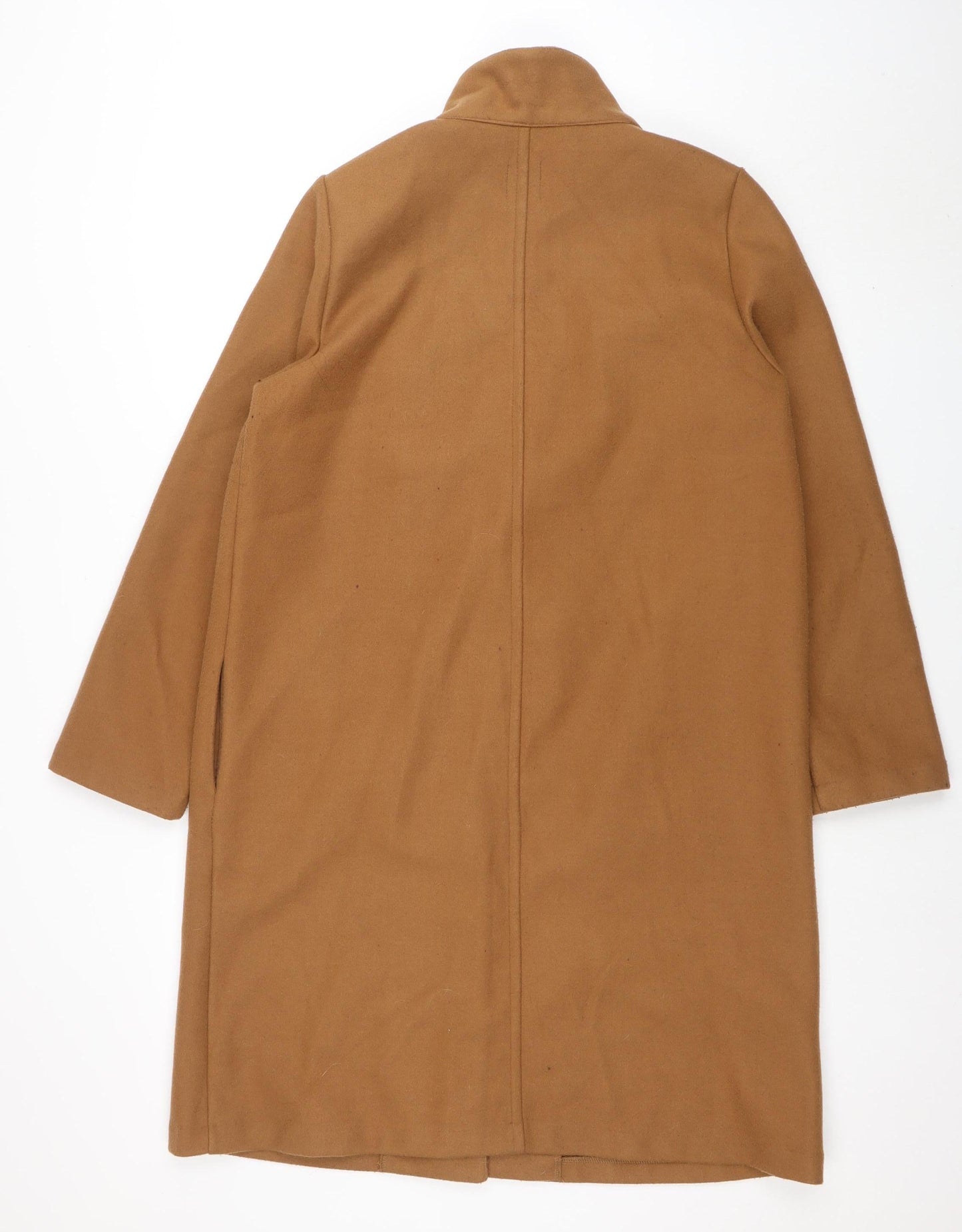 Zara Women Brown Long Overcoat XL Polyester Classic Style