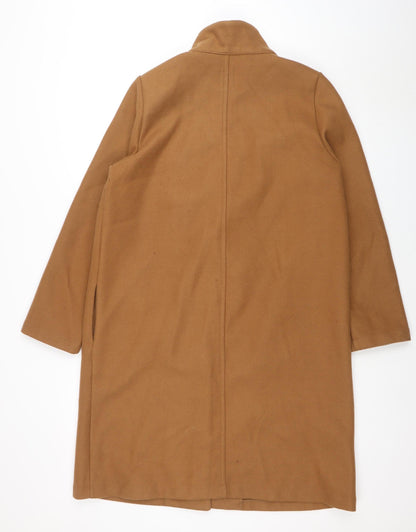 Zara Women Brown Long Overcoat XL Polyester Classic Style