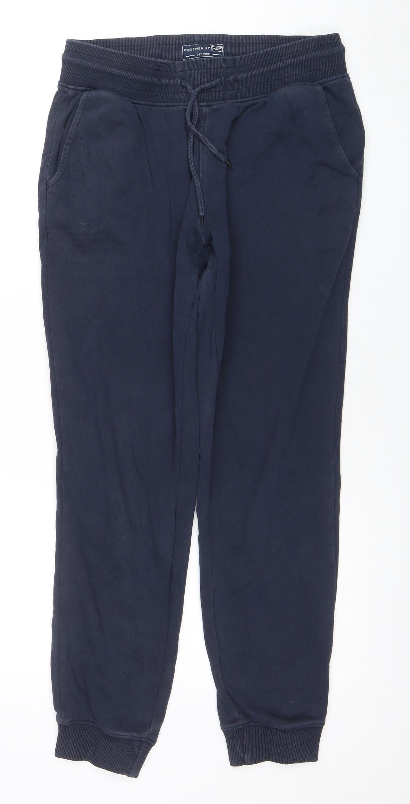 Mens UK Size S F&F Regular Fit Jogger Blue Trousers