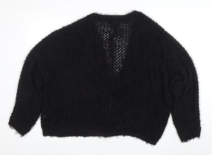 River Island Women’s Black Open Knit Cardigan Size 14 Relaxed Fit