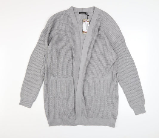 Womens UK Size S Boohoo Grey Cardigan Jumper