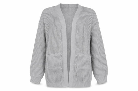 Womens UK Size S Boohoo Grey Cardigan Jumper