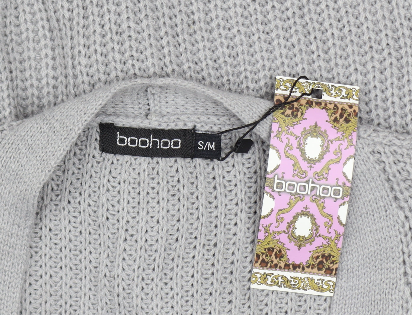 Womens UK Size S Boohoo Grey Cardigan Jumper