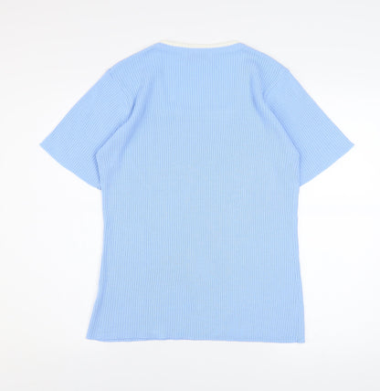 Daxon Womens Blue Short Sleeve Knit Square Neck Top Size 14/16