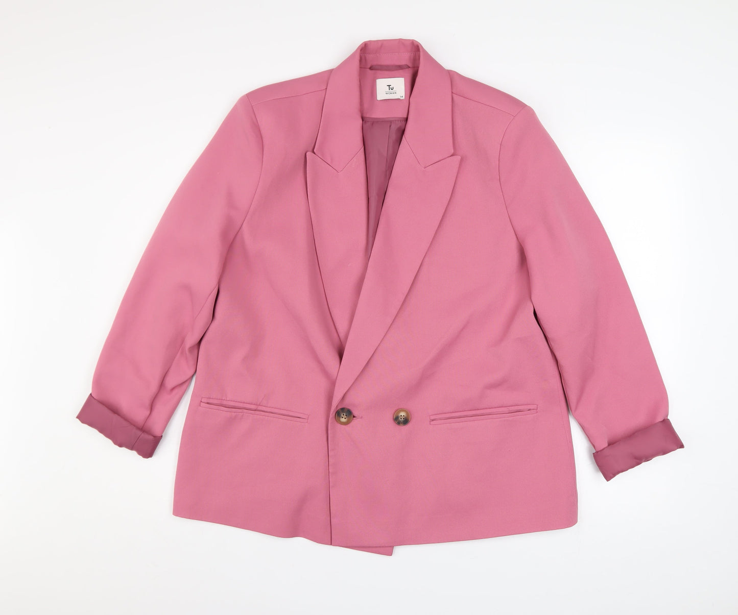 Tu Women Pink Size 14 Blazer Jacket Lined Button Front