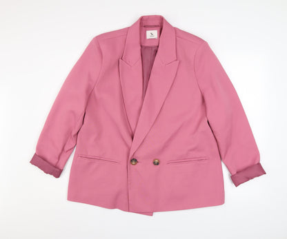 Tu Women Pink Size 14 Blazer Jacket Lined Button Front