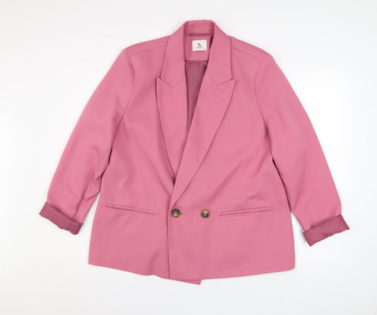Tu Women Pink Size 14 Blazer Jacket Lined Button Front