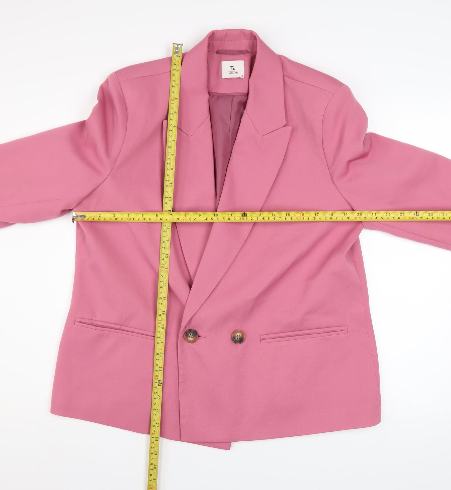 Tu Women Pink Size 14 Blazer Jacket Lined Button Front