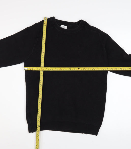 Next Men’s Black Cotton Waffle Knit Pullover Jumper Size L