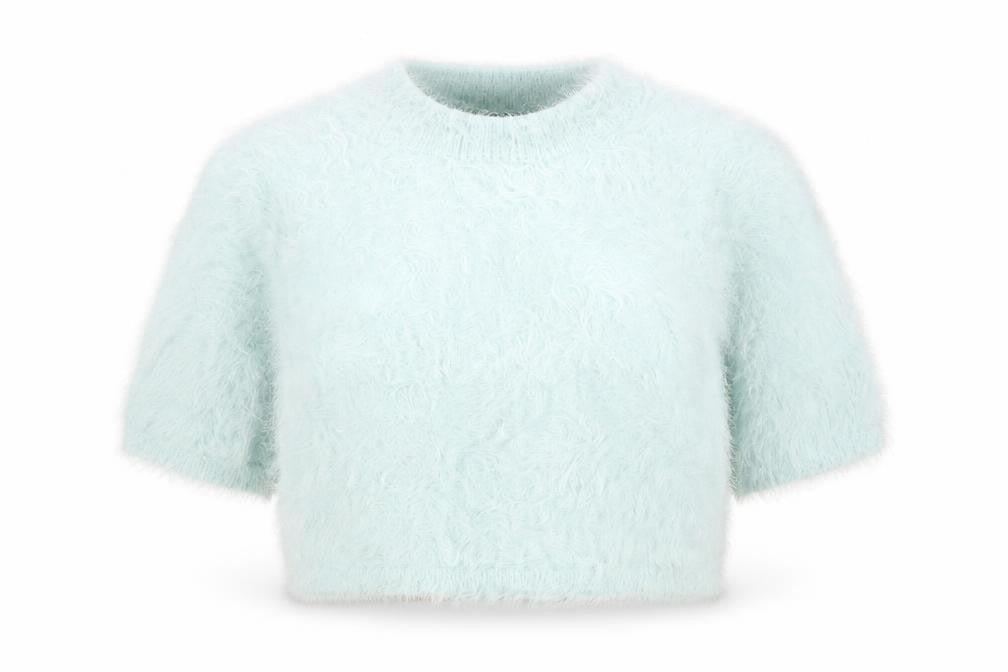 Womens UK Size 10 Atmosphere Blue Cropped T-Shirt