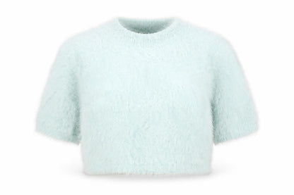 Womens UK Size 10 Atmosphere Blue Cropped T-Shirt