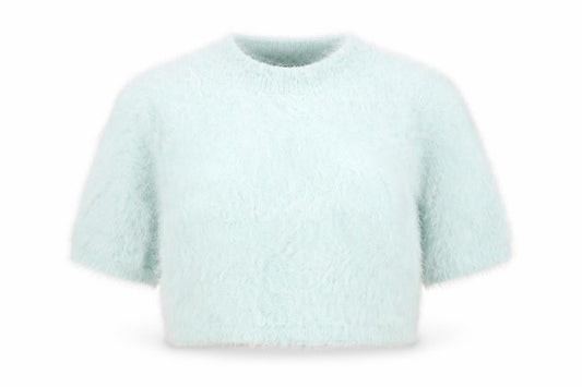 Womens UK Size 10 Atmosphere Blue Cropped T-Shirt