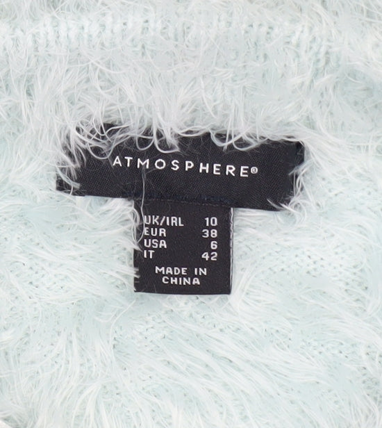 Womens UK Size 10 Atmosphere Blue Cropped T-Shirt