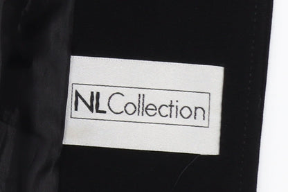 NL Collection Women's Black Long Overcoat Size 12 Buttoned Classic Style