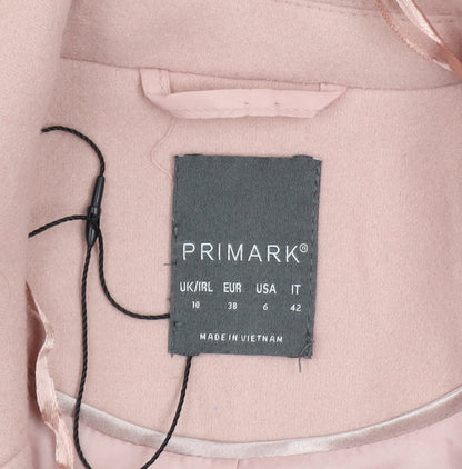 Primark Women’s Pink Long Overcoat Size 10 Single Breasted