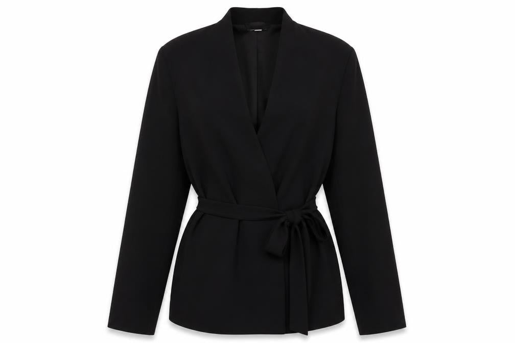 H&M Women's Black Belted Blazer Jacket Size S Regular Fit