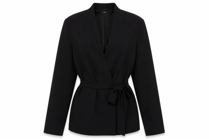 H&M Women's Black Belted Blazer Jacket Size S Regular Fit