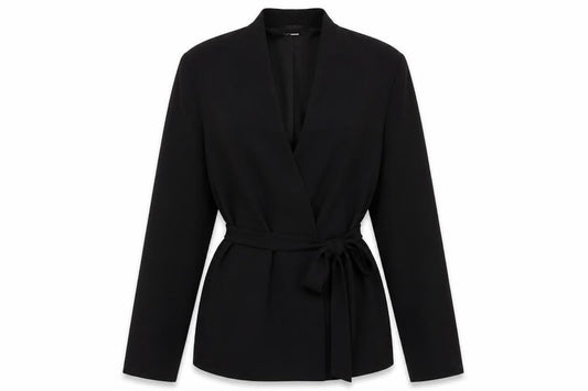 H&M Women's Black Belted Blazer Jacket Size S Regular Fit