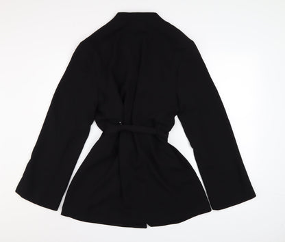 H&M Women's Black Belted Blazer Jacket Size S Regular Fit