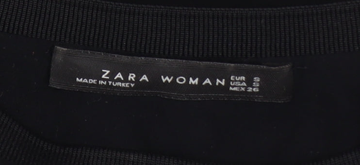 Womens UK Size S Zara Black Tunic Blouse