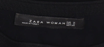 Womens UK Size S Zara Black Tunic Blouse