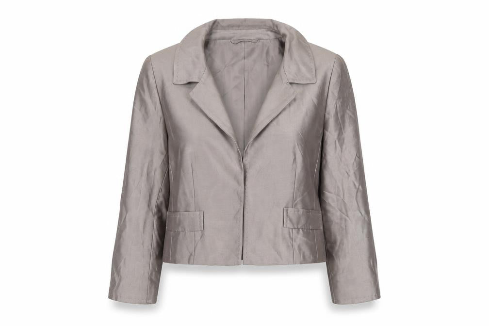 Fenn Wright Manson Women's Grey Silk Cropped Blazer Size 12